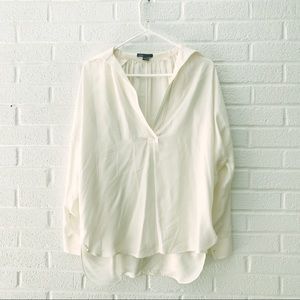 Vince Oversized White Silk Office Blouse XS S